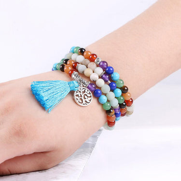 Tree of Life 7 Chakra Amazonite 108 Mala Beads Bracelet-Your Soul Place